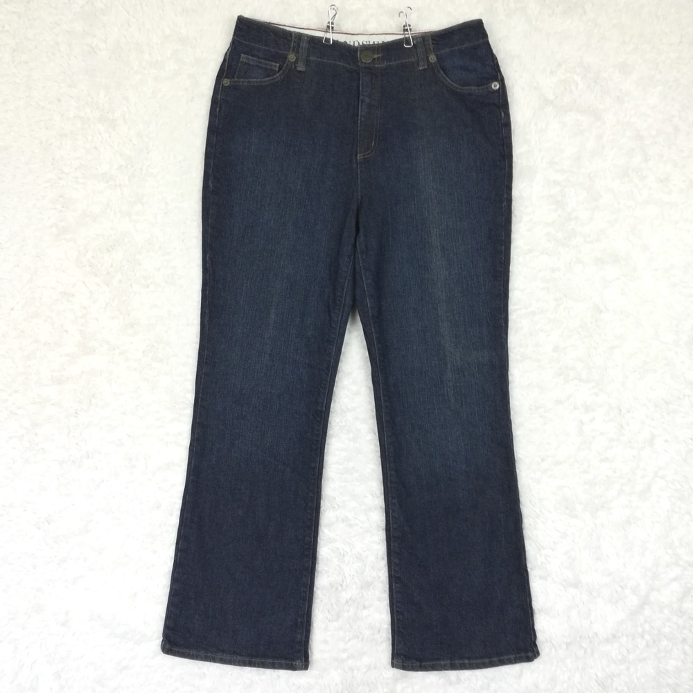 Lands End Womens Jeans Boot Cut Blue Denim Dark Indigo Classic Waist 12